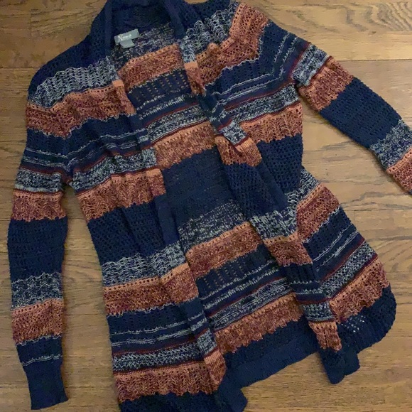 NWOT Natural Reflections wide striped knit waterfall Cardigan size Medium - Picture 6 of 16